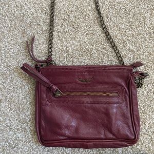 Zadig & Voltaire burgundy leather bag with gold chain